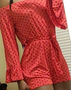 Red polka dot romper. missguided playsuit